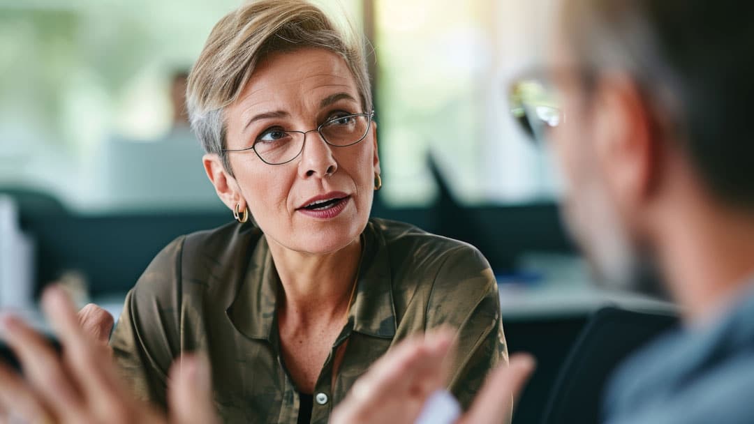 Woman counselor with client